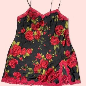 Vintage 2000s 2k Victoria's Secret Madison Beer slip dress Black satin fabric